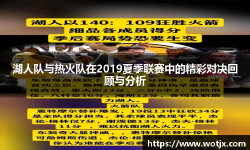 湖人队与热火队在2019夏季联赛中的精彩对决回顾与分析